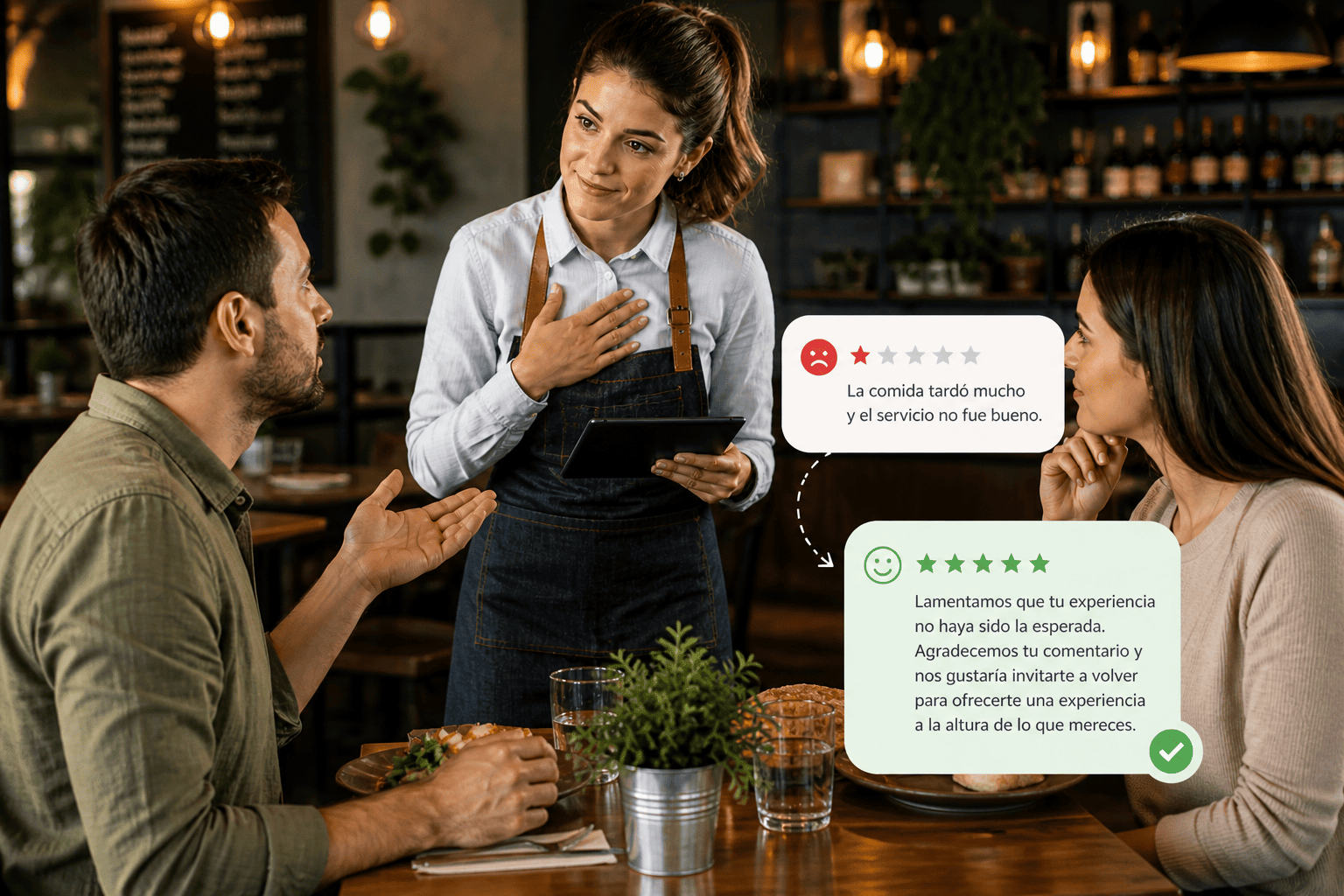 Cómo resolver reseñas negativas en un restaurante
